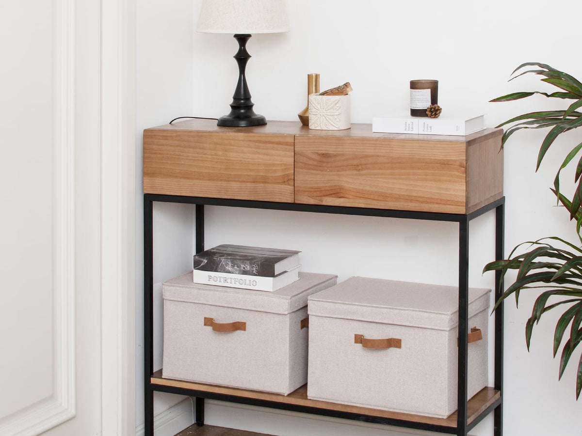 StorageWorks decorative brown beige bin adds style and tidy storage.