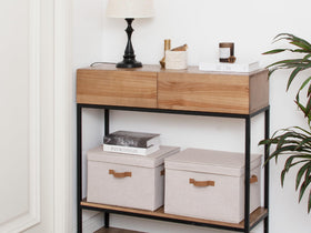 StorageWorks decorative brown beige bin adds style and tidy storage.