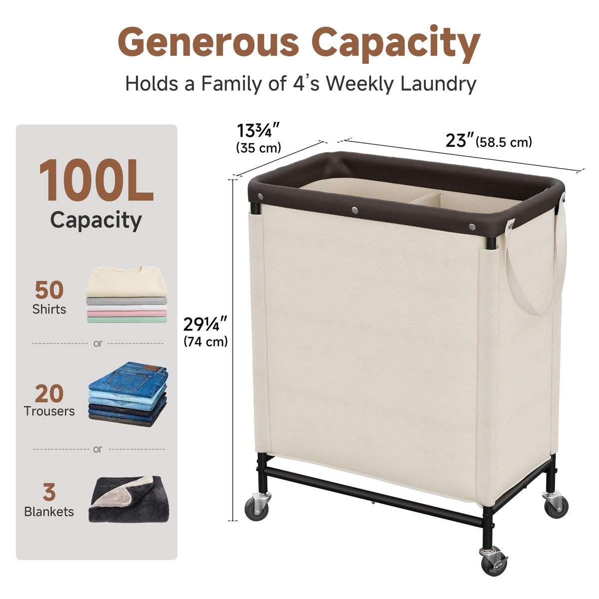 StorageWorks double sorter compartments organize laundry for busy households