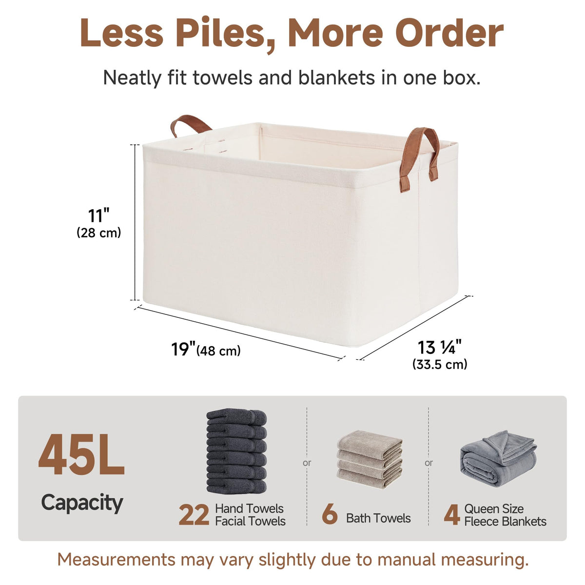 StorageWorks durable fabric bin keeps clothes, towels, and toys neatly organized.