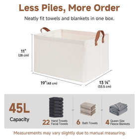 StorageWorks durable fabric bin keeps clothes, towels, and toys neatly organized.