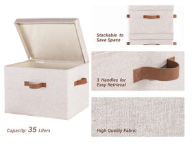 StorageWorks dust-proof bin with flip-top lid protects belongings from dust.