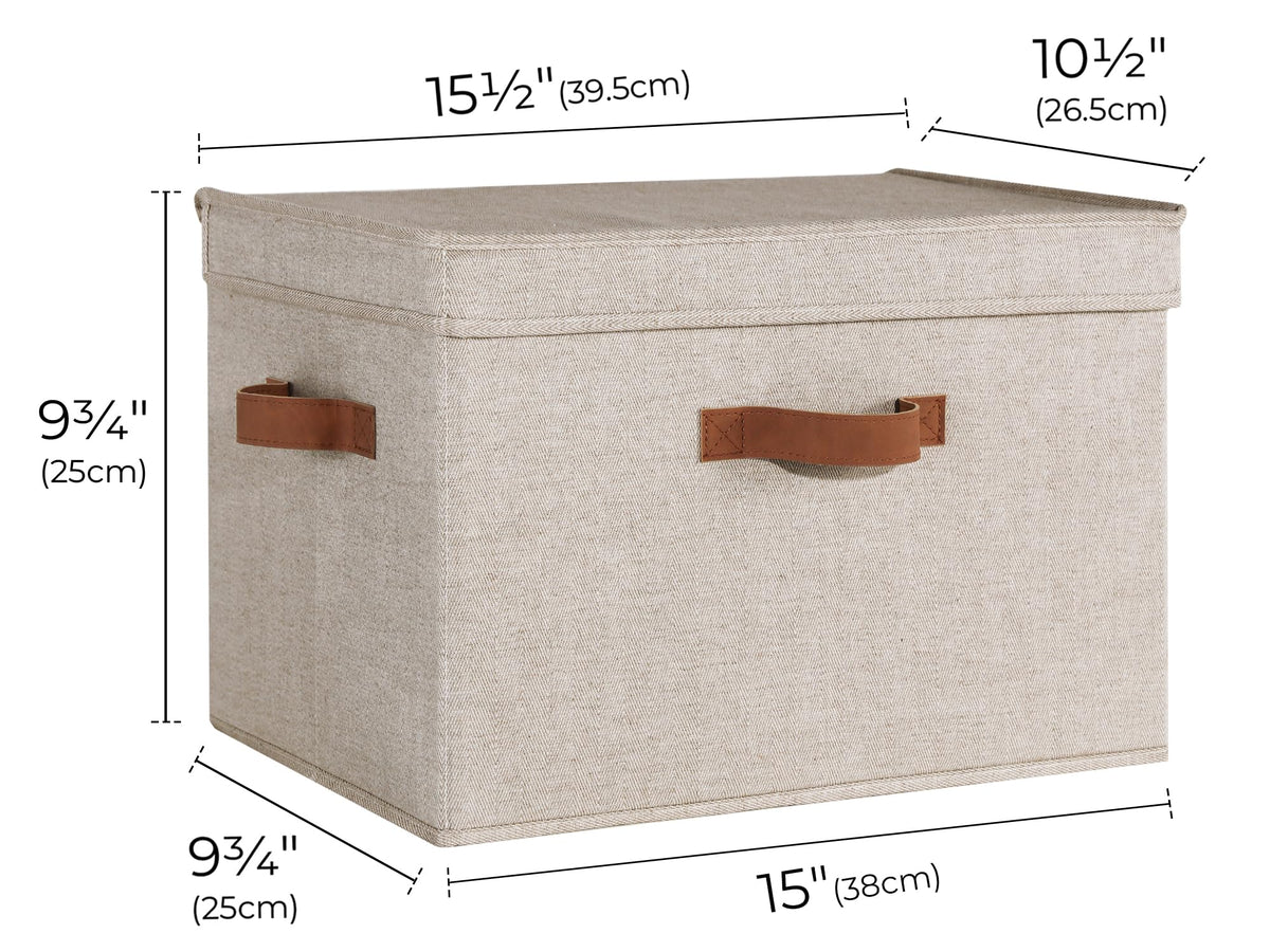 StorageWorks dust-proof bin with flip-top lid keeps items protected from dust.