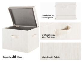 StorageWorks dust-proof bin with flip-top lid to keep contents clean.