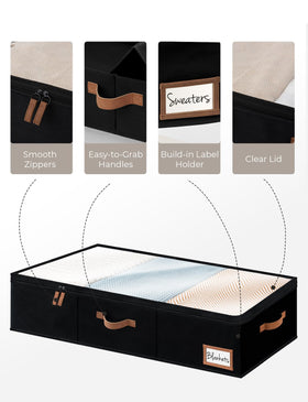 StorageWorks under-bed dust-proof bin with smooth metal zippers for easy access.