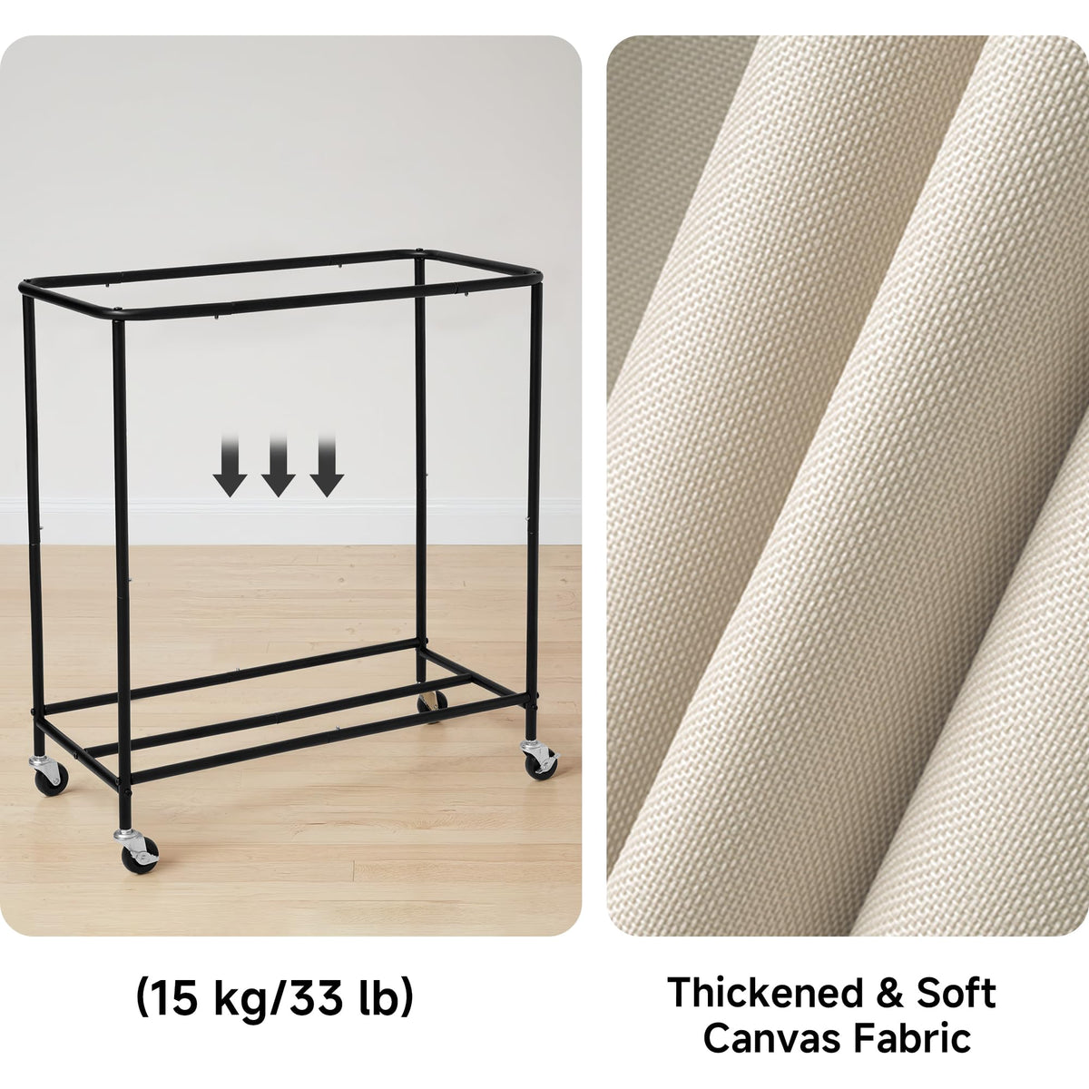 StorageWorks beige design blends with any laundry room.