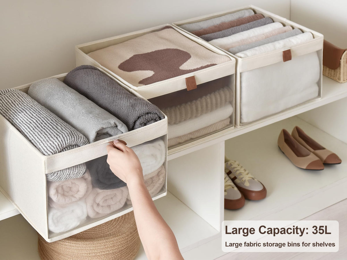 StorageWorks extra large basket with PVC mesh for durable, breathable wardrobe organization.