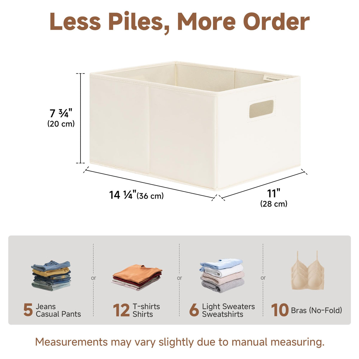StorageWorks ivory bin folded flat for quick seasonal storage