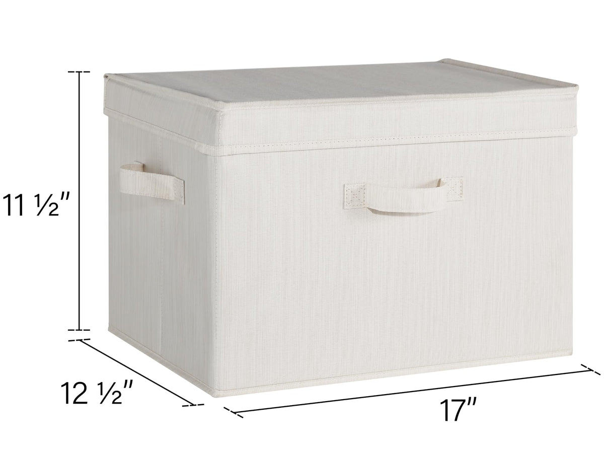 StorageWorks fabric storage bin with handles on the sides for easy lifting.