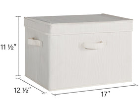 StorageWorks fabric storage bin with handles on the sides for easy lifting.