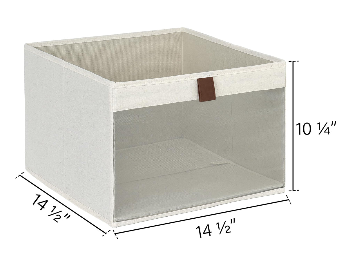 StorageWorks foldable fabric organizer in beige folds flat for easy storage when not in use.