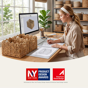 StorageWorks handwoven basket with built-in handles for easy transport.
