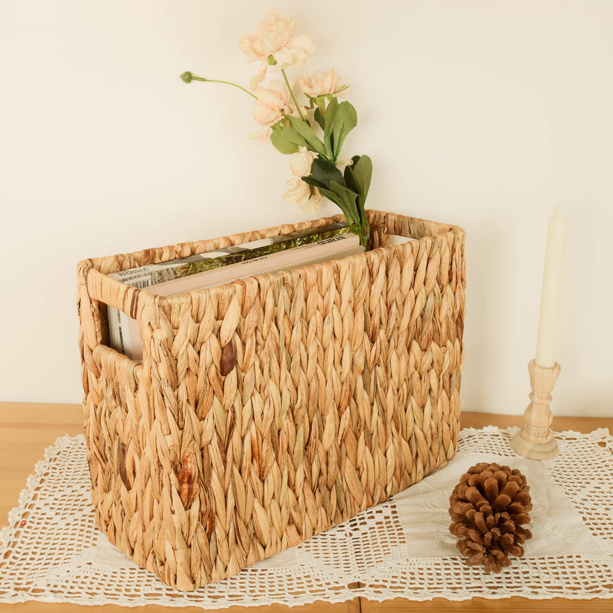 StorageWorks handwoven basket texture emphasizes artisanal design.