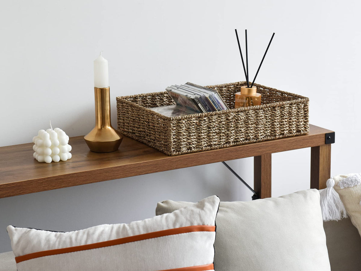 StorageWorks handwoven wicker baskets closeup showcasing craftsmanship and texture.