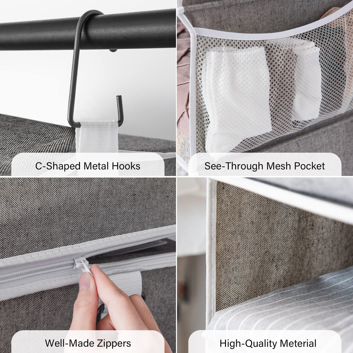 StorageWorks hanging shelves store sweaters, scarves, and handbags neatly in closets, RVs, or trailers.