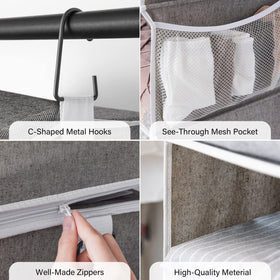 StorageWorks hanging shelves store sweaters, scarves, and handbags neatly in closets, RVs, or trailers.