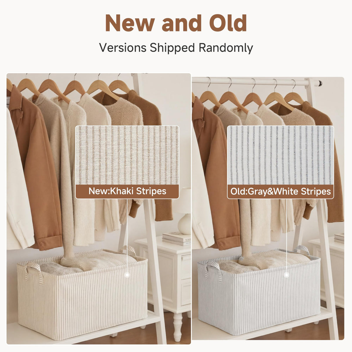 StorageWorks large fabric bin with metal frame supports upright storage on shelves.