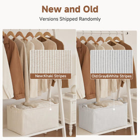 StorageWorks large fabric bin with metal frame supports upright storage on shelves.