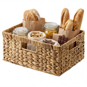 StorageWorks large rectangular wicker basket with water hyacinth weave for stylish organization.