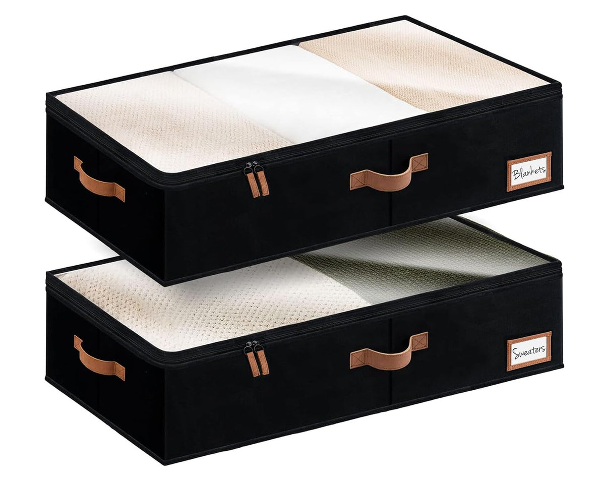 StorageWorks large under-bed storage container with transparent lid for quick content checks.