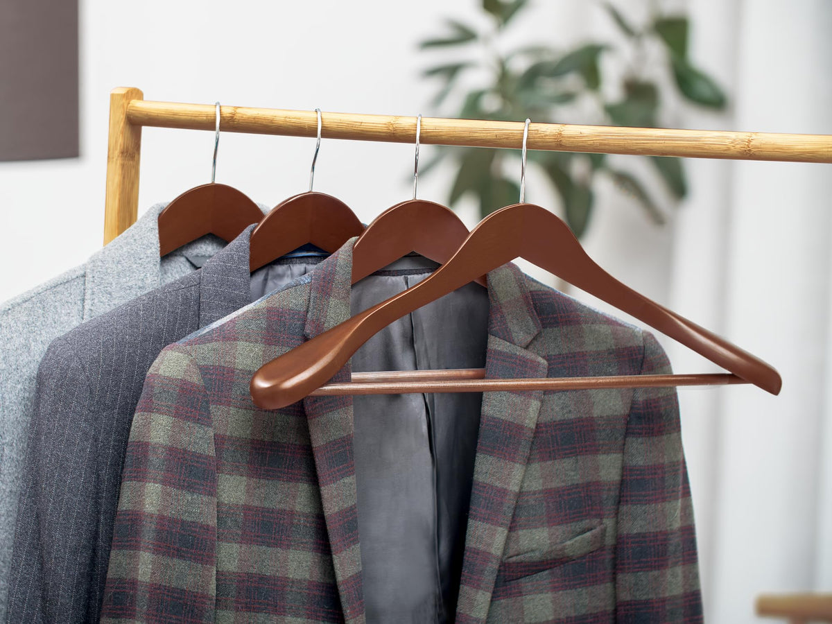 StorageWorks light walnut finish complements most closets and styles.