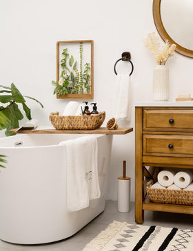 Living room organization with StorageWorks basket for toys and magazines