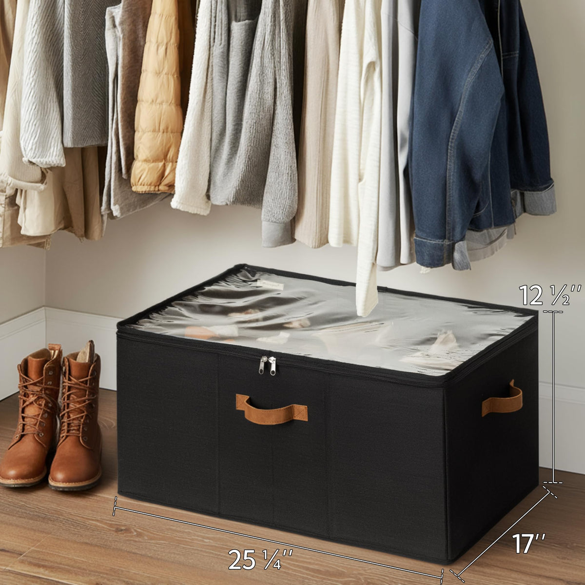 StorageWorks modern black design complements bedrooms, entryways, and dorms.