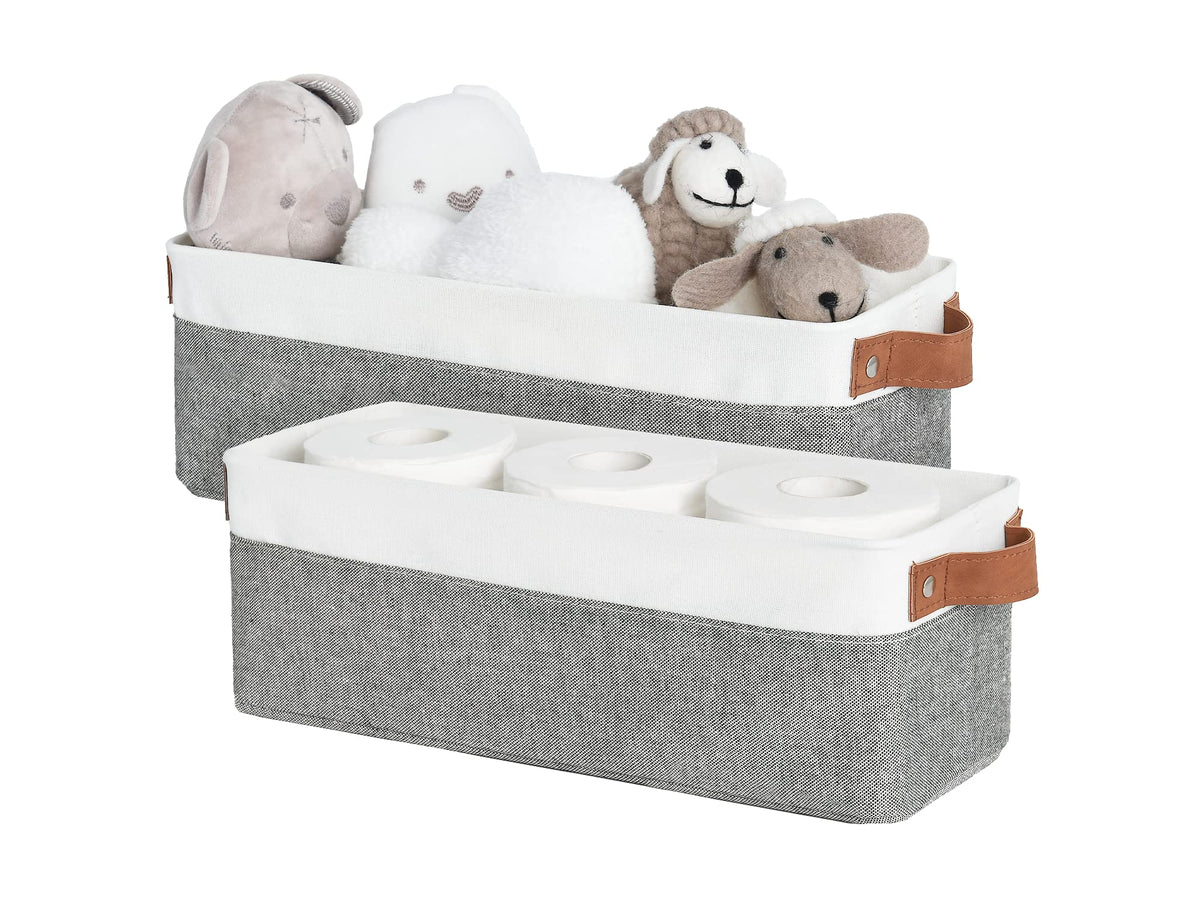 StorageWorks narrow bin in a closet, adding slim storage for clothes and accessories.