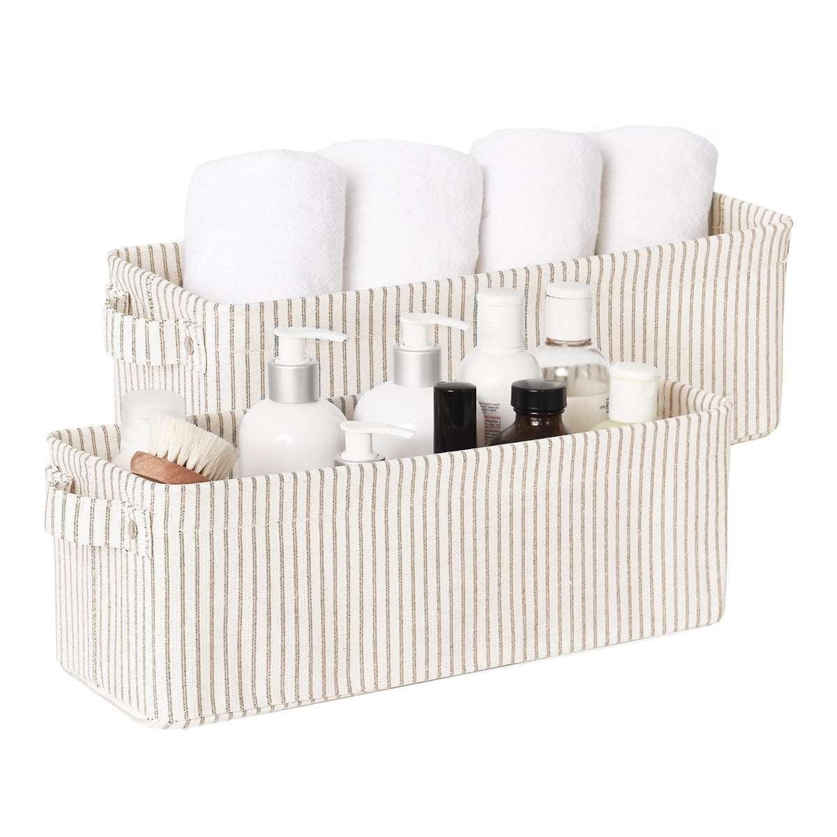 StorageWorks narrow storage bin, side view, ideal for tight shelves and quick access.