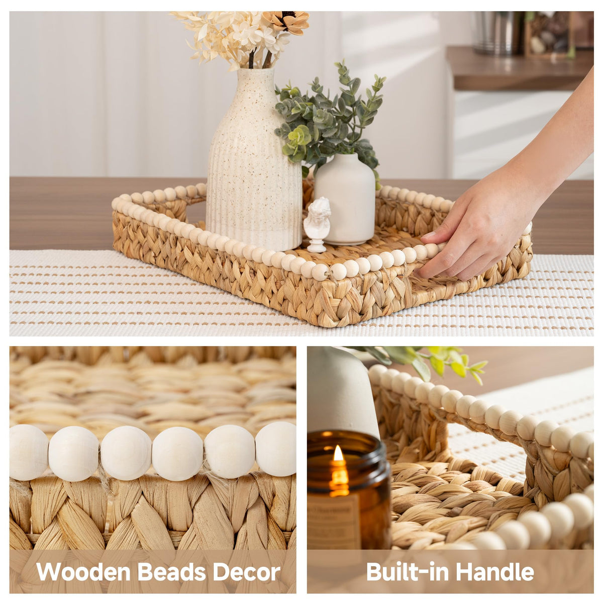 StorageWorks natural water hyacinth tray adds organic charm