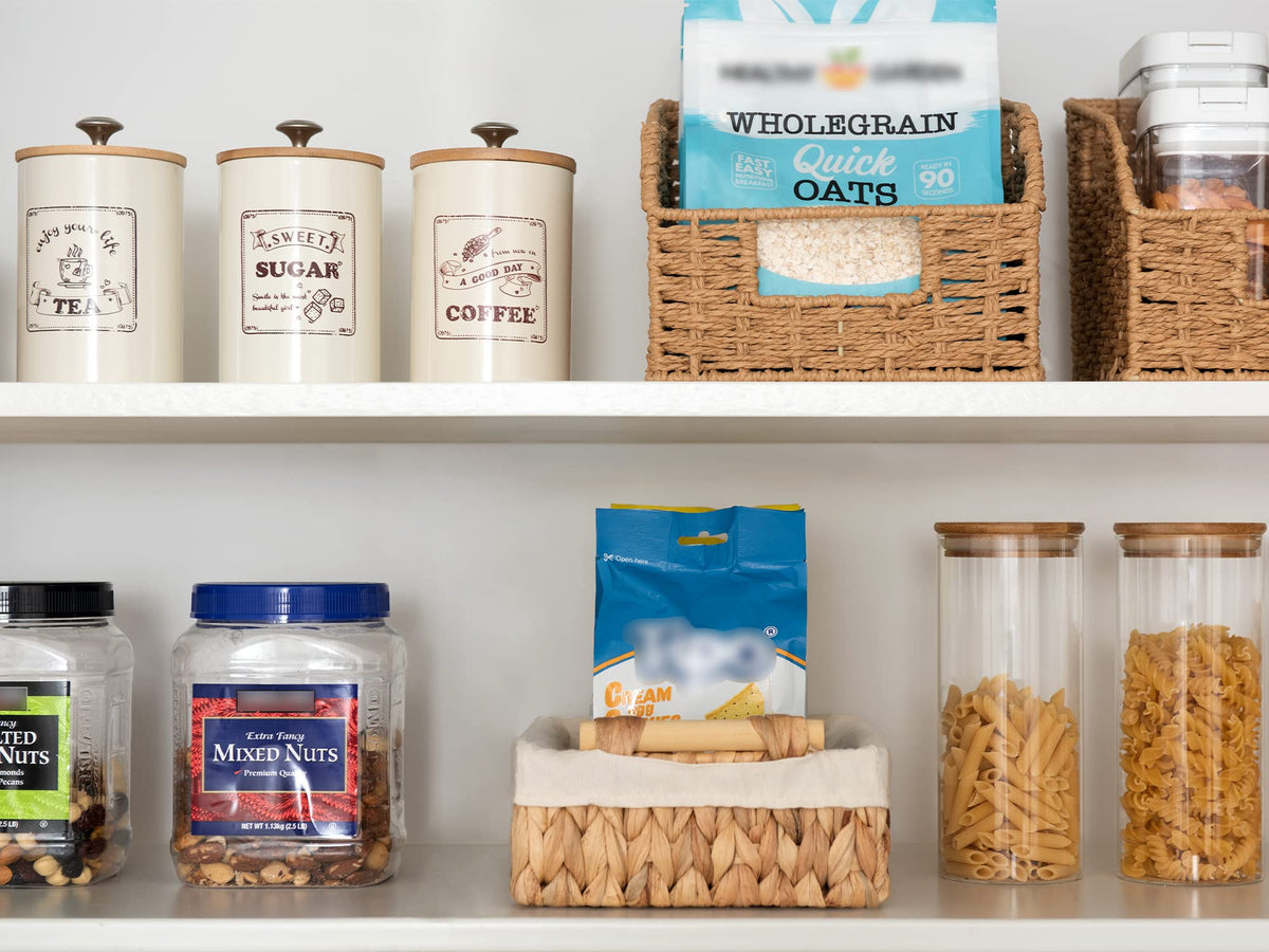 StorageWorks natural finish adds warm texture to bathroom decor.