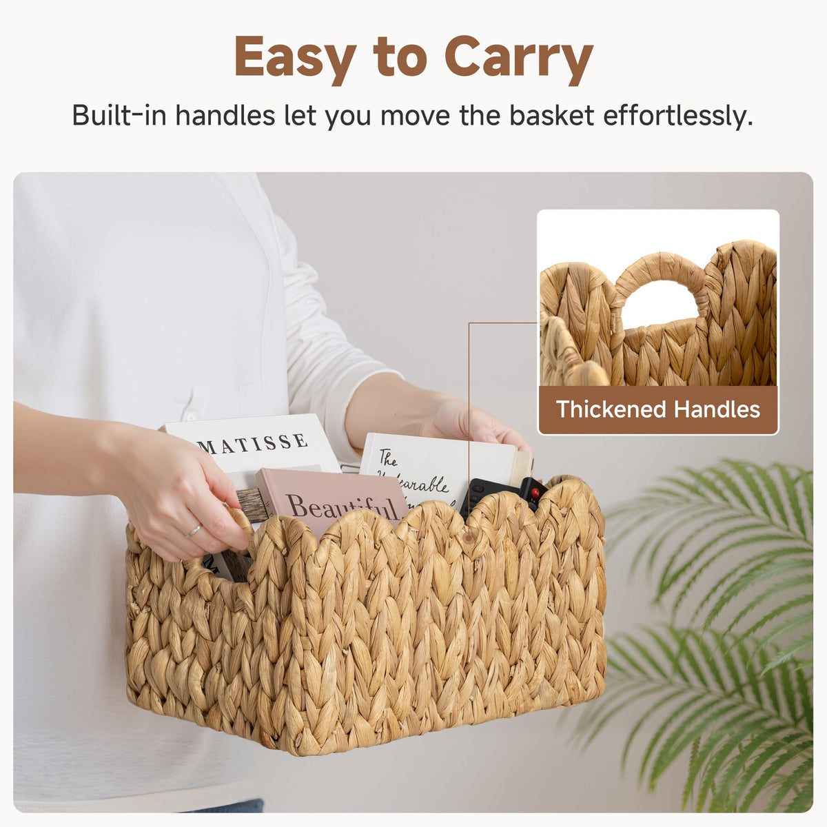 StorageWorks organizer basket neatly stores blankets and toys.