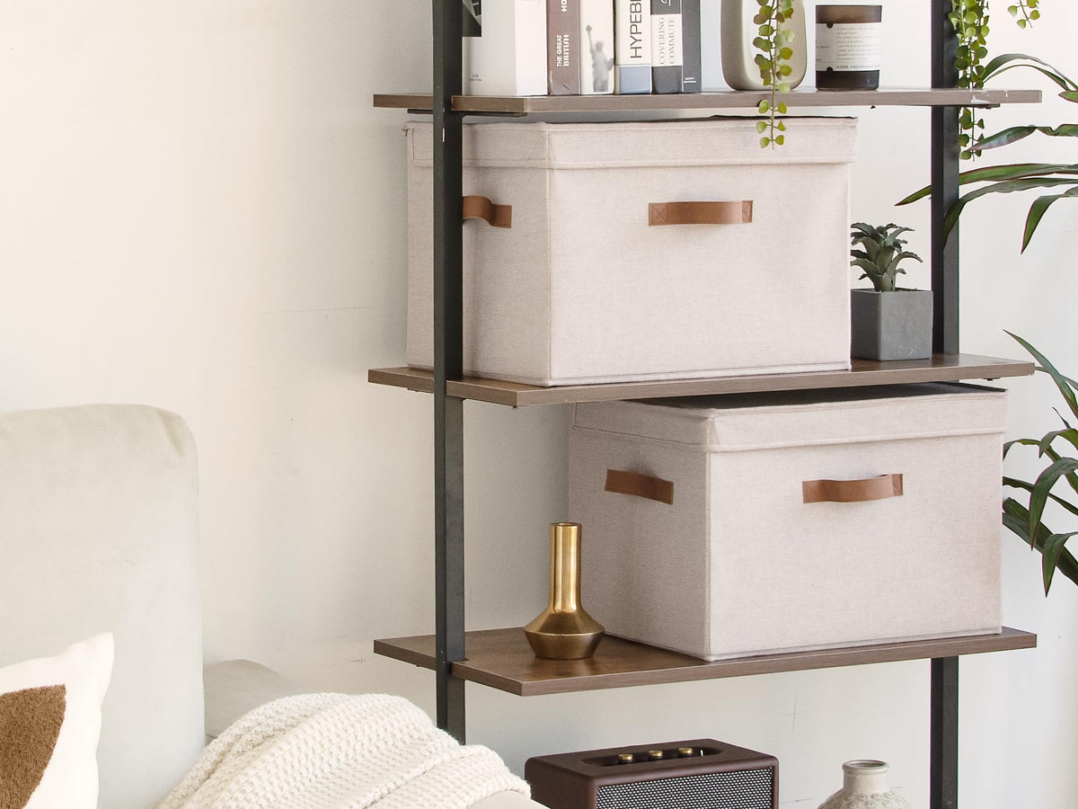 StorageWorks towel and clothes organizer bin keeps wardrobes neat.