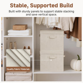 StorageWorks premium fabric storage bin in beige with reinforced structure