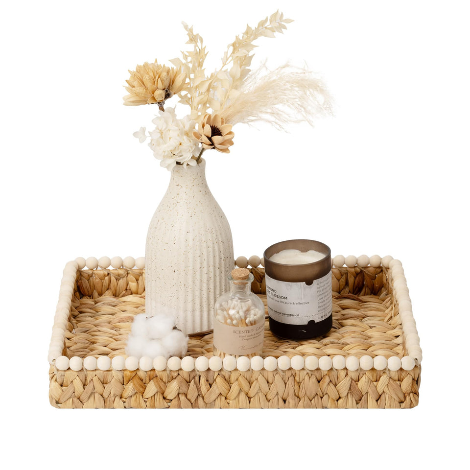 StorageWorks rectangle wicker tray for organized coffee table display