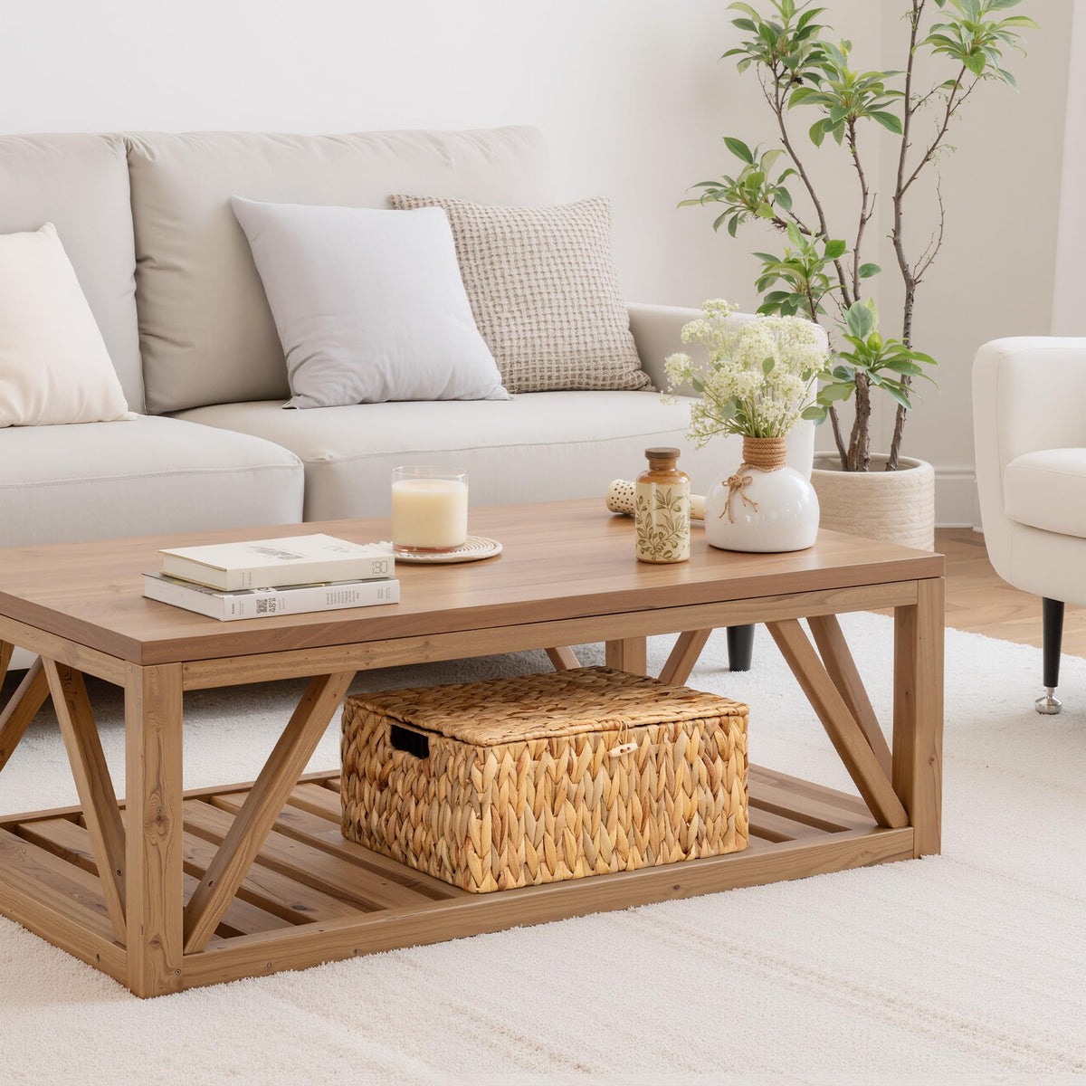 StorageWorks renewable material wicker basket adds natural texture to any shelf