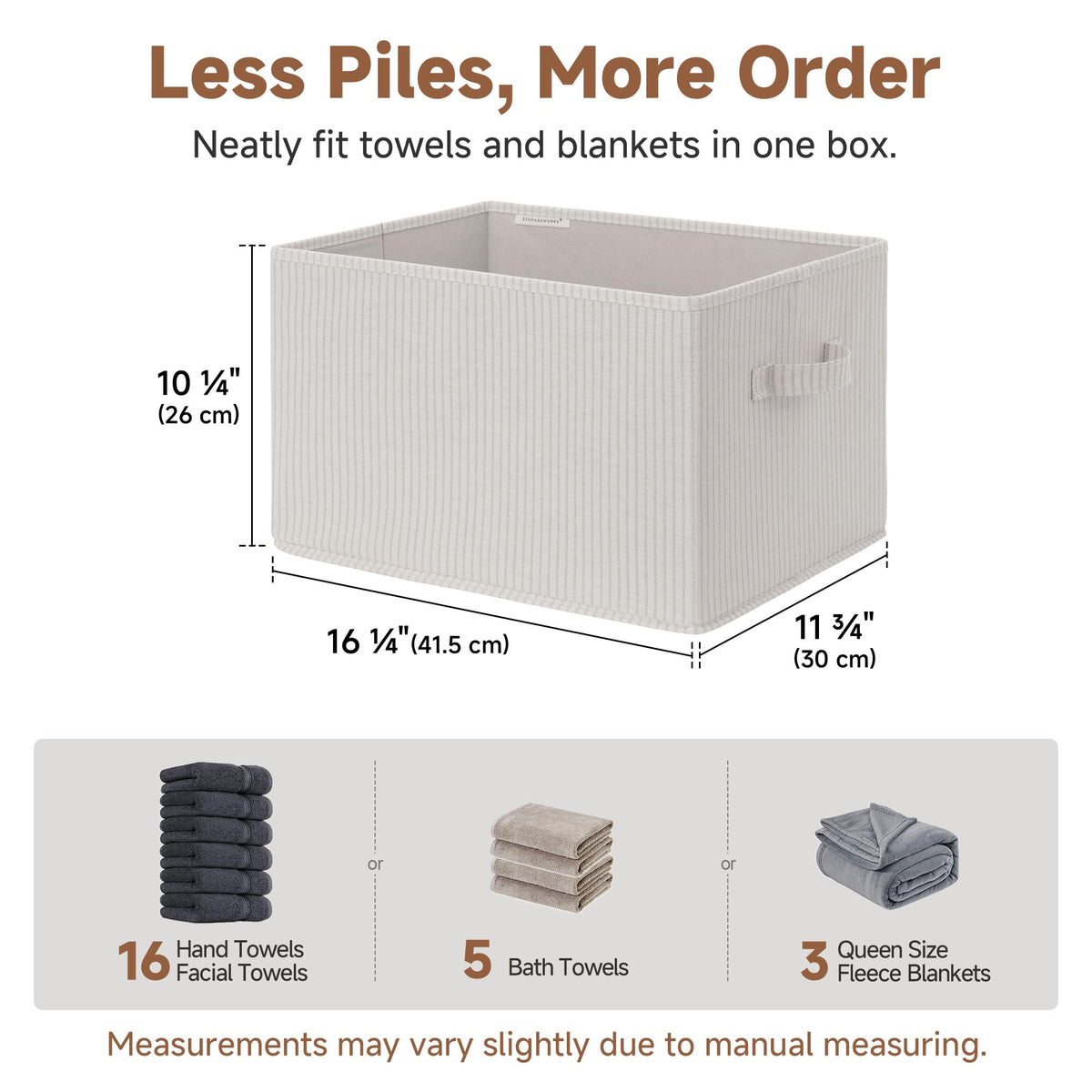 StorageWorks rope-handled bin for easy carrying between shelves.