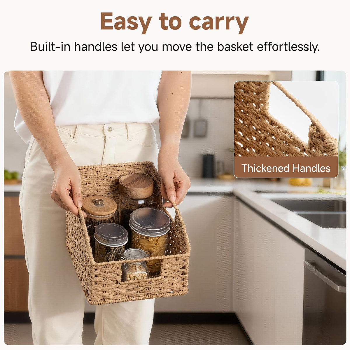 StorageWorks kitchen organizer basket orange for easy storage and access.