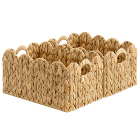 StorageWorks scalloped water hyacinth basket front view adds coastal decor.