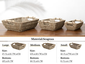 StorageWorks seagrass basket for makeup on vanity