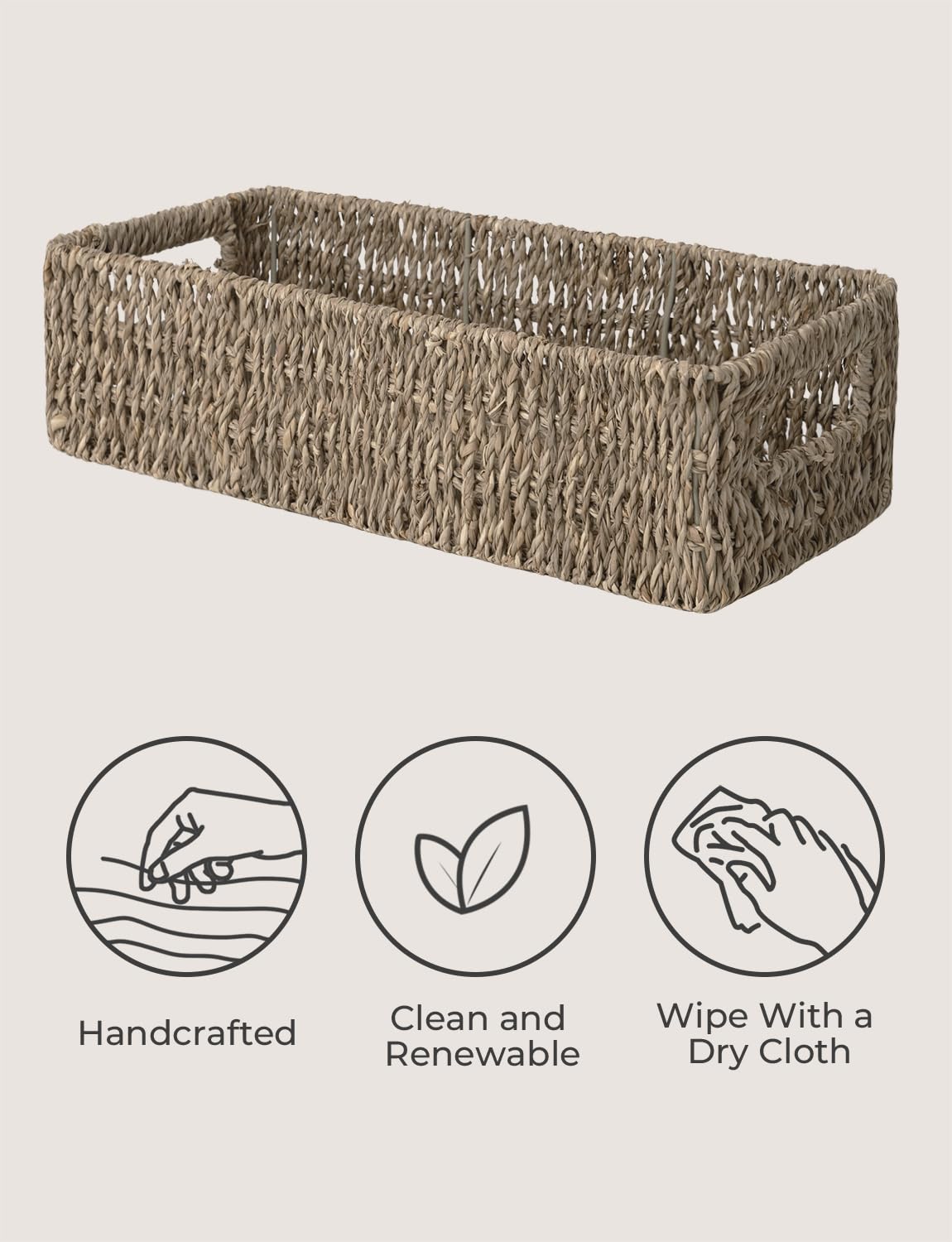 StorageWorks seagrass basket for toilet paper storage keeps rolls neat