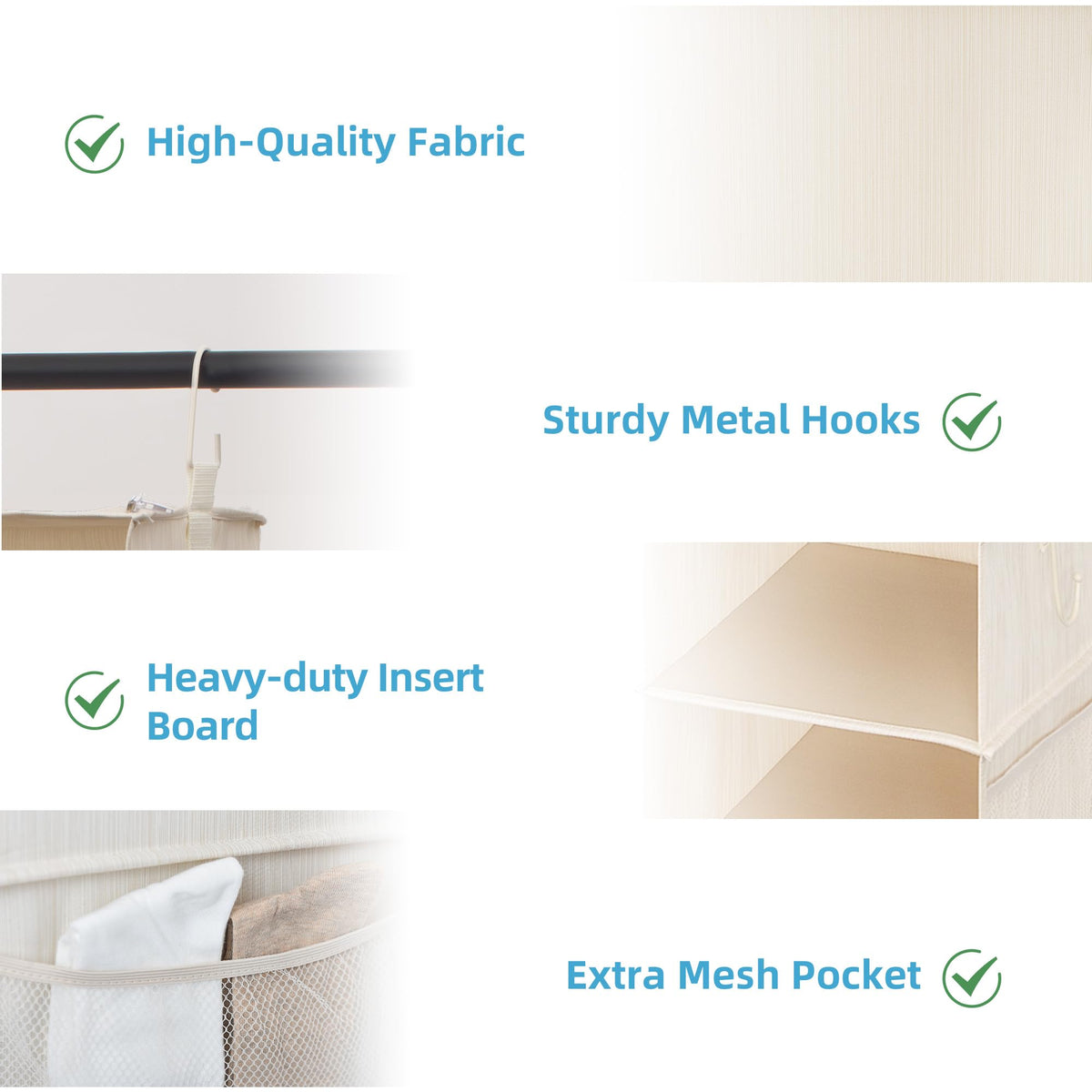 StorageWorks separable hanging shelves setup, two-three shelf configuration for flexible closet organization.