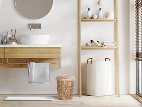 StorageWorks seven-and-a-half-inch-round basket fits tight spaces on vanities or desks.