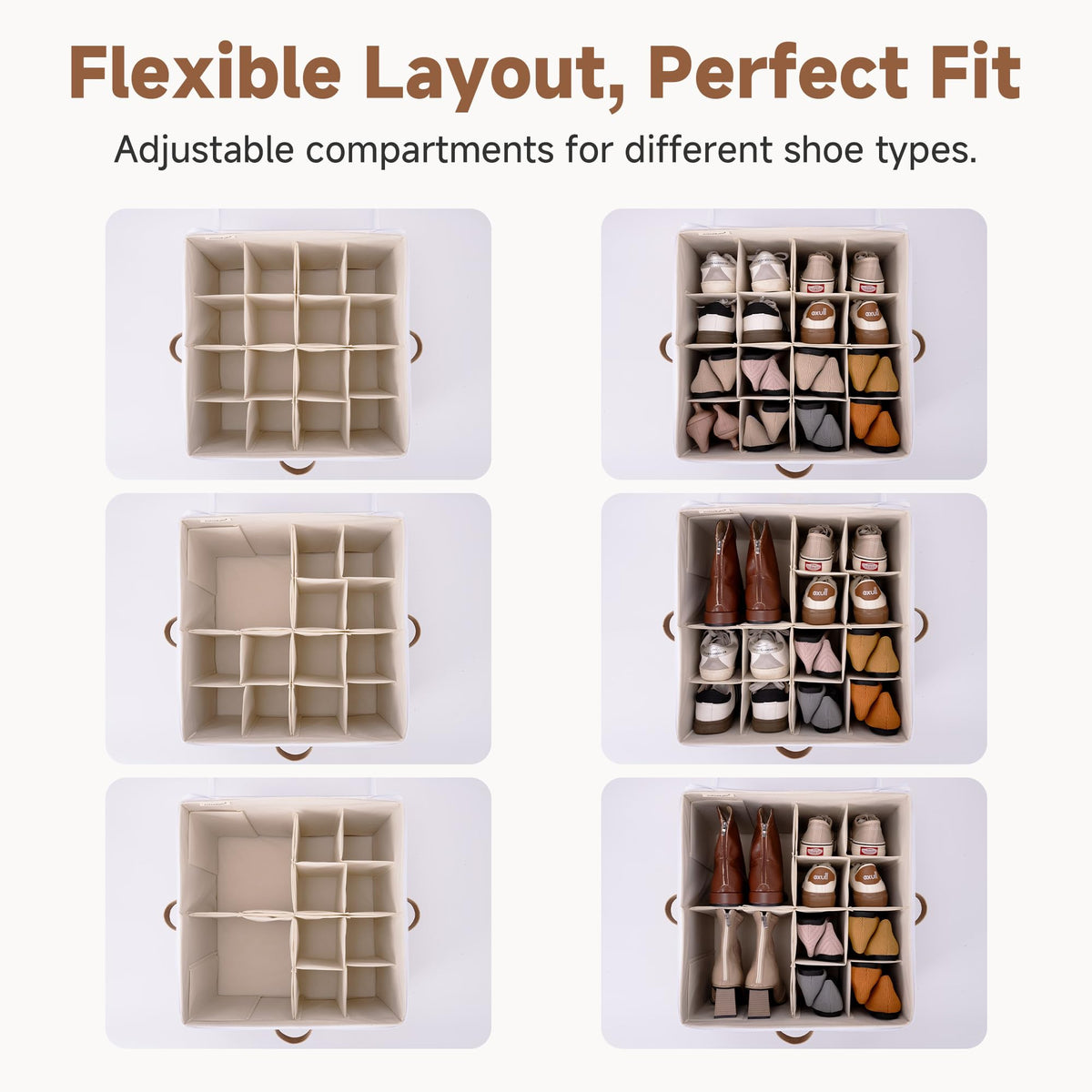 StorageWorks Shoe Organizer adjustable dividers tailor compartments efficiently.