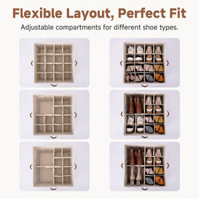 StorageWorks Shoe Organizer adjustable dividers tailor compartments efficiently.