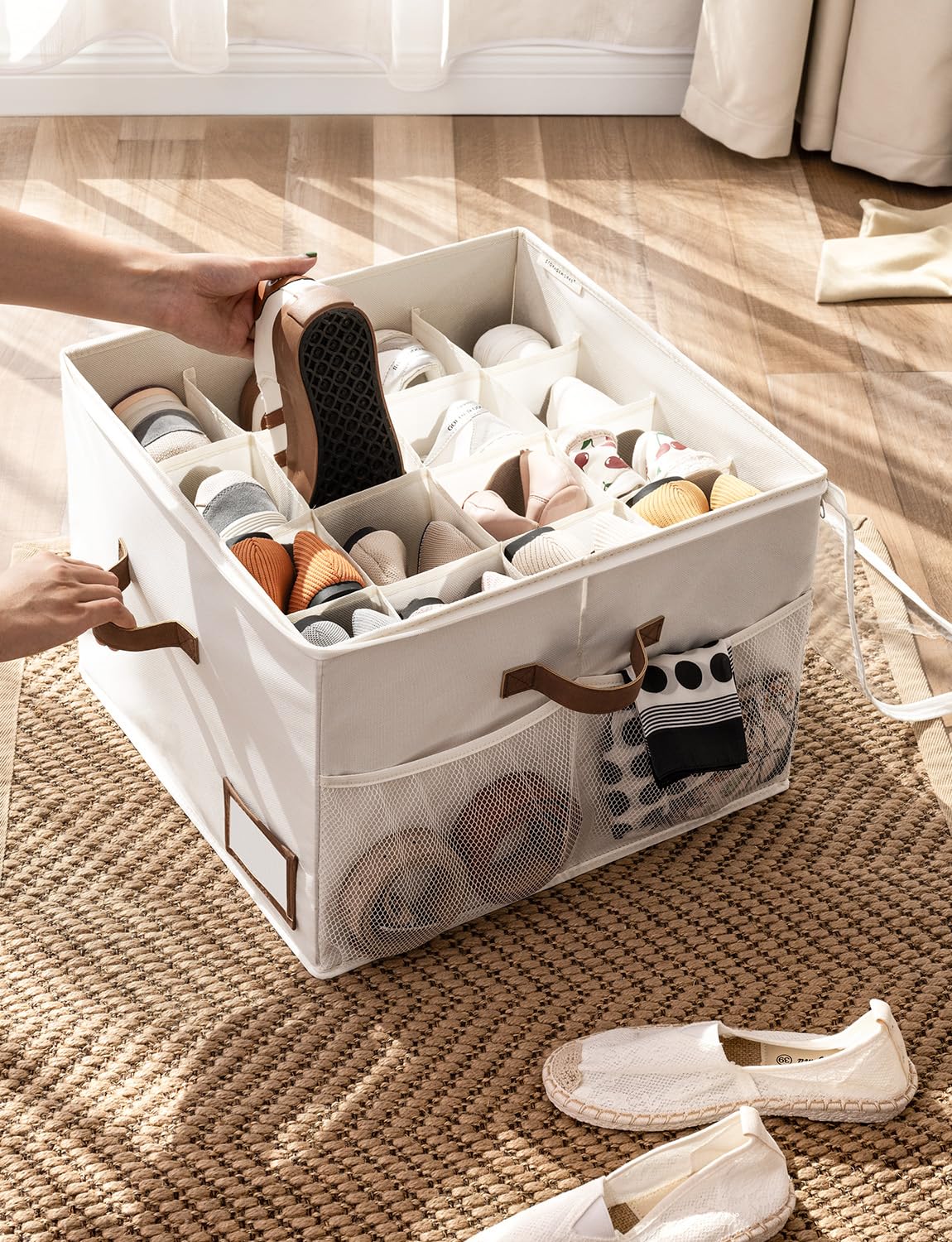 StorageWorks beige shoe organizer adds a neutral touch to your closet.