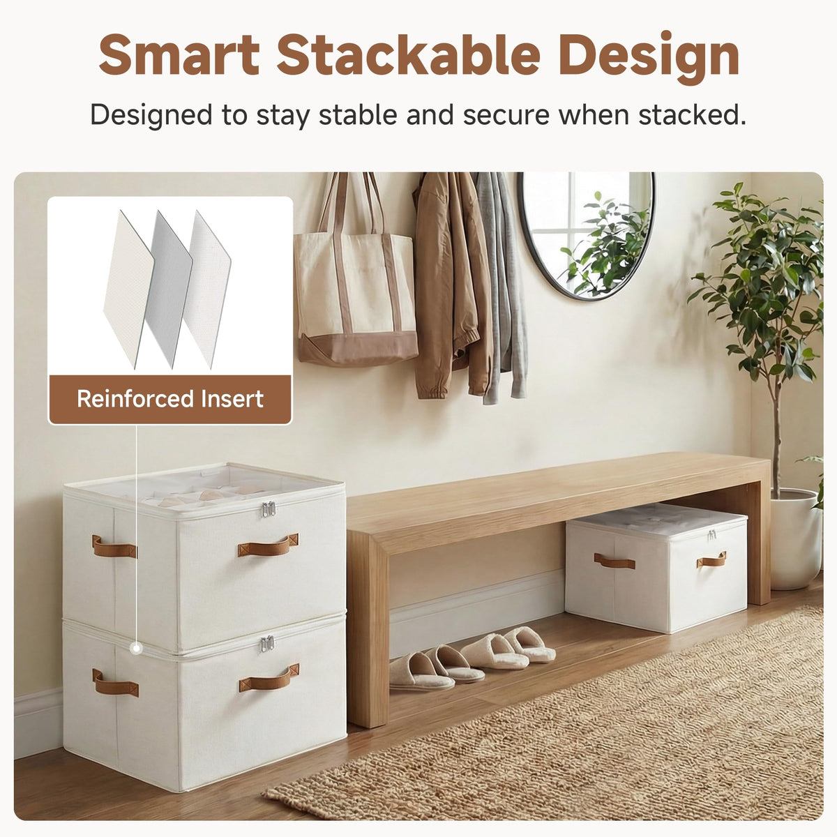 StorageWorks Shoe Organizer beige finish complements any closet.
