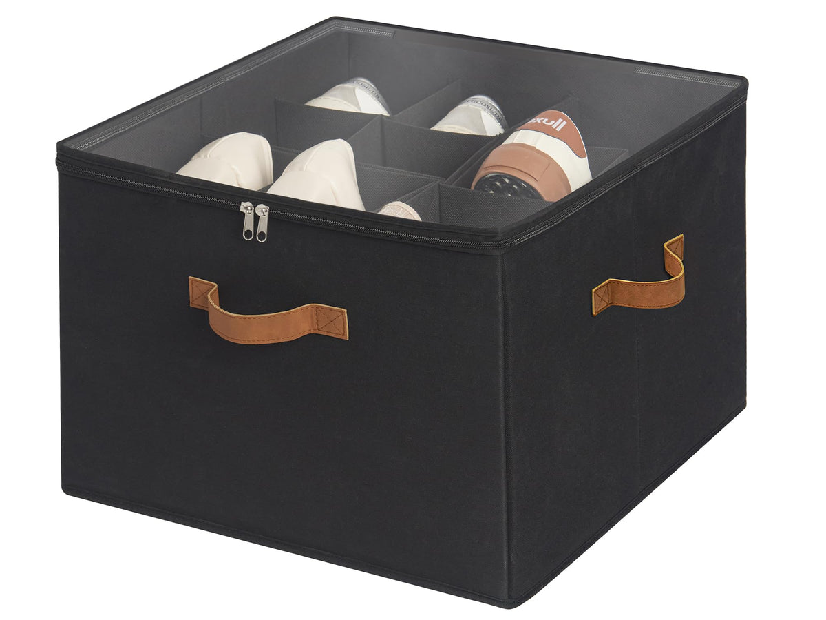 StorageWorks shoe organizer with clear lid for quick content identification.