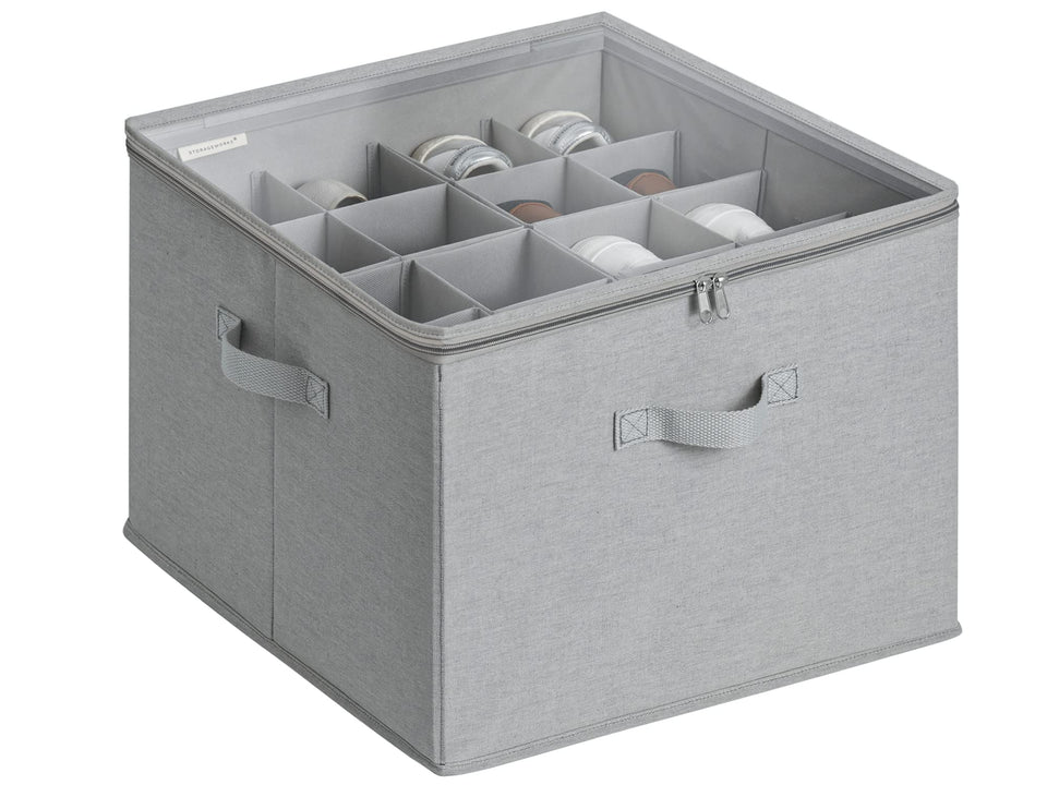 StorageWorks shoe organizer in closet with a clear lid for easy content identification