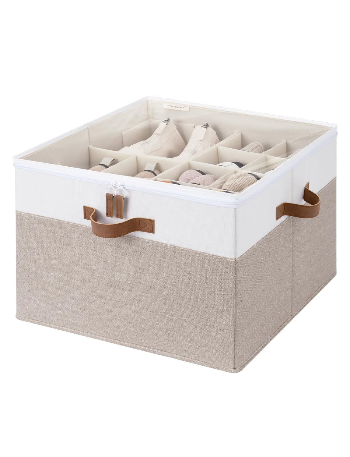 StorageWorks shoe organizer in closet keeps pairs neatly aligned and accessible.